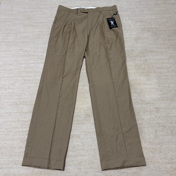 Lauren Ralph Lauren Khaki Classic-Fit Ultraflex Wool Dress Pants 33W 32L NWT